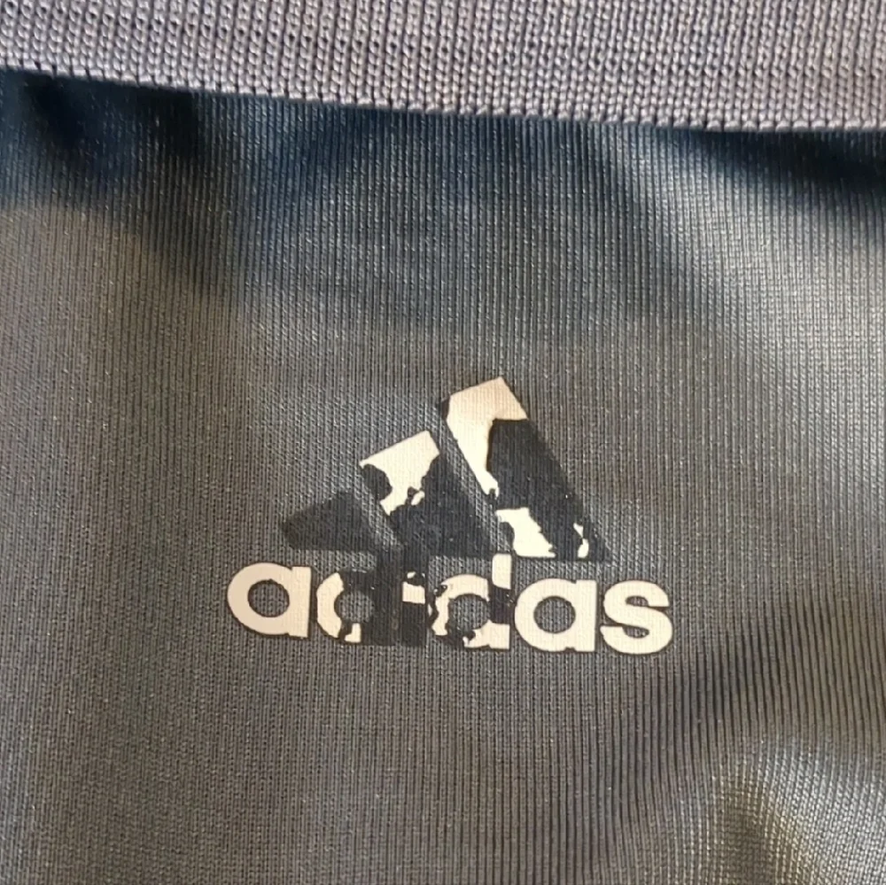 Adidas Men's Dark Gray Polo with Striped Sleeve Golf Sports Athletic